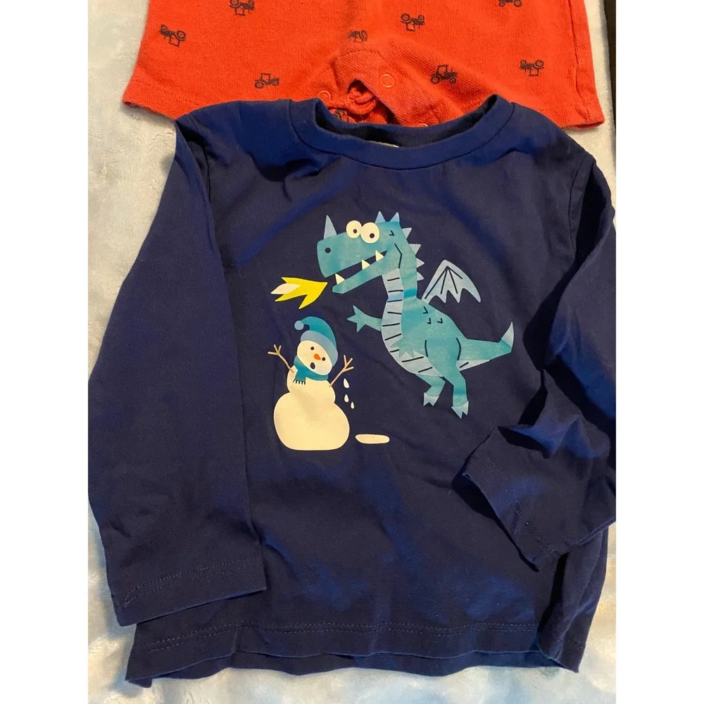 Carter's Baby Gap 18M Boy Bundle 5pc Rompers Bodysuit Gingham Shirt Dragon Dino